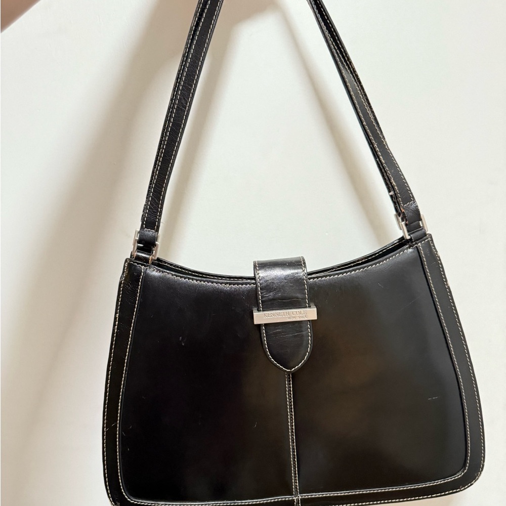 Kenneth Cole New York Black Shoulder Bag with Crescent Shape